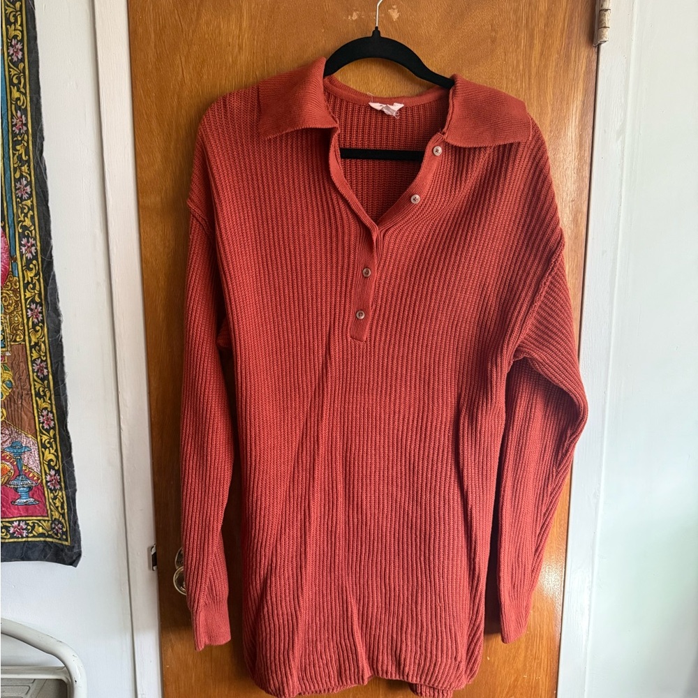 Long Sleeve Rust Sweater Dress